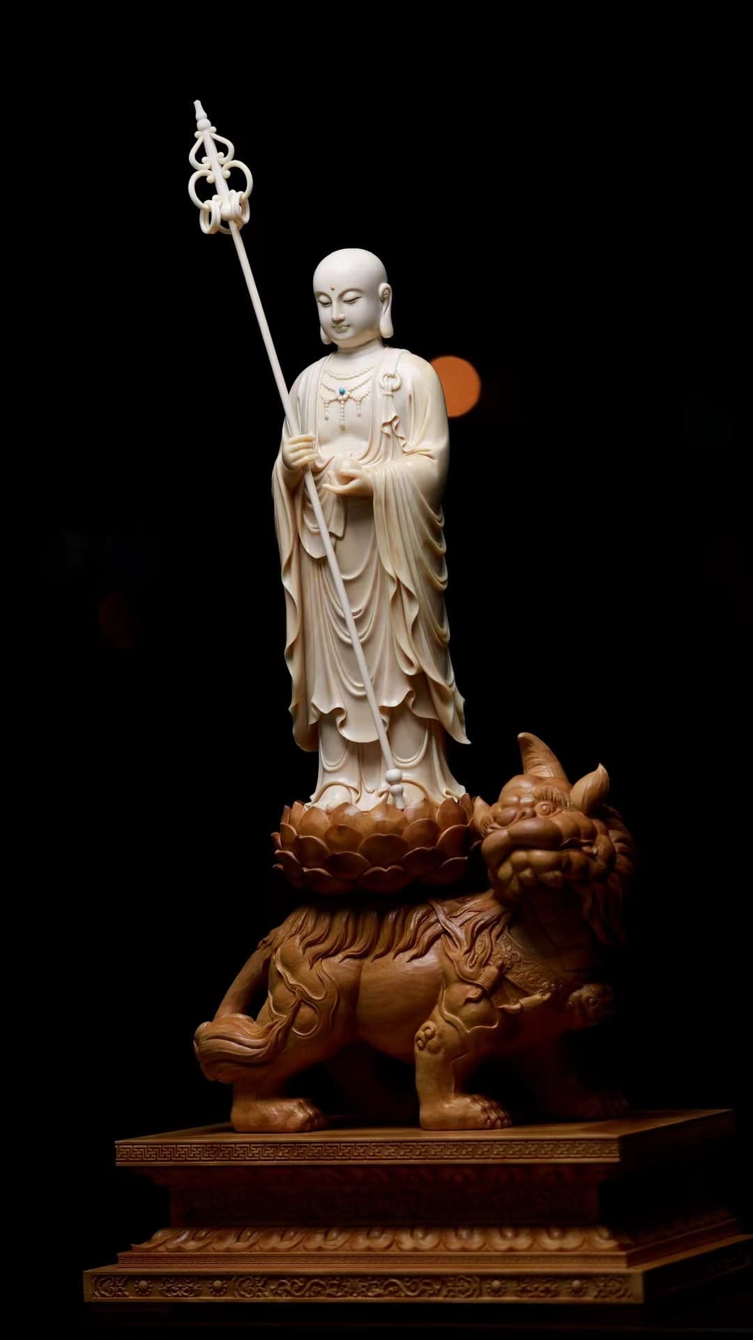 印度老山檀香猛犸象牙佛像