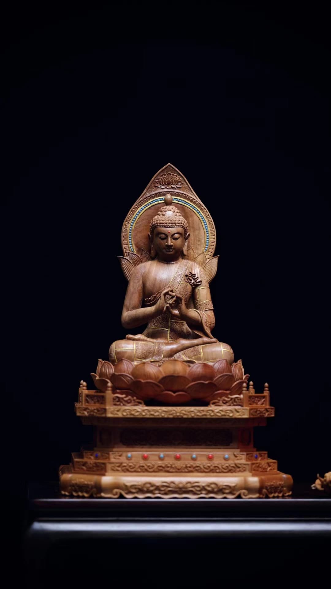 印度老山檀香无量寿佛像